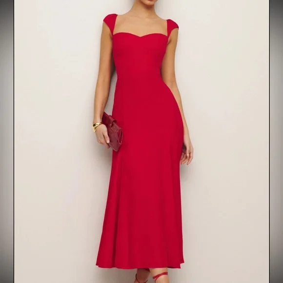 Reformation Bryson Dress in Cherry Red New Size O - Picture 12 of 14